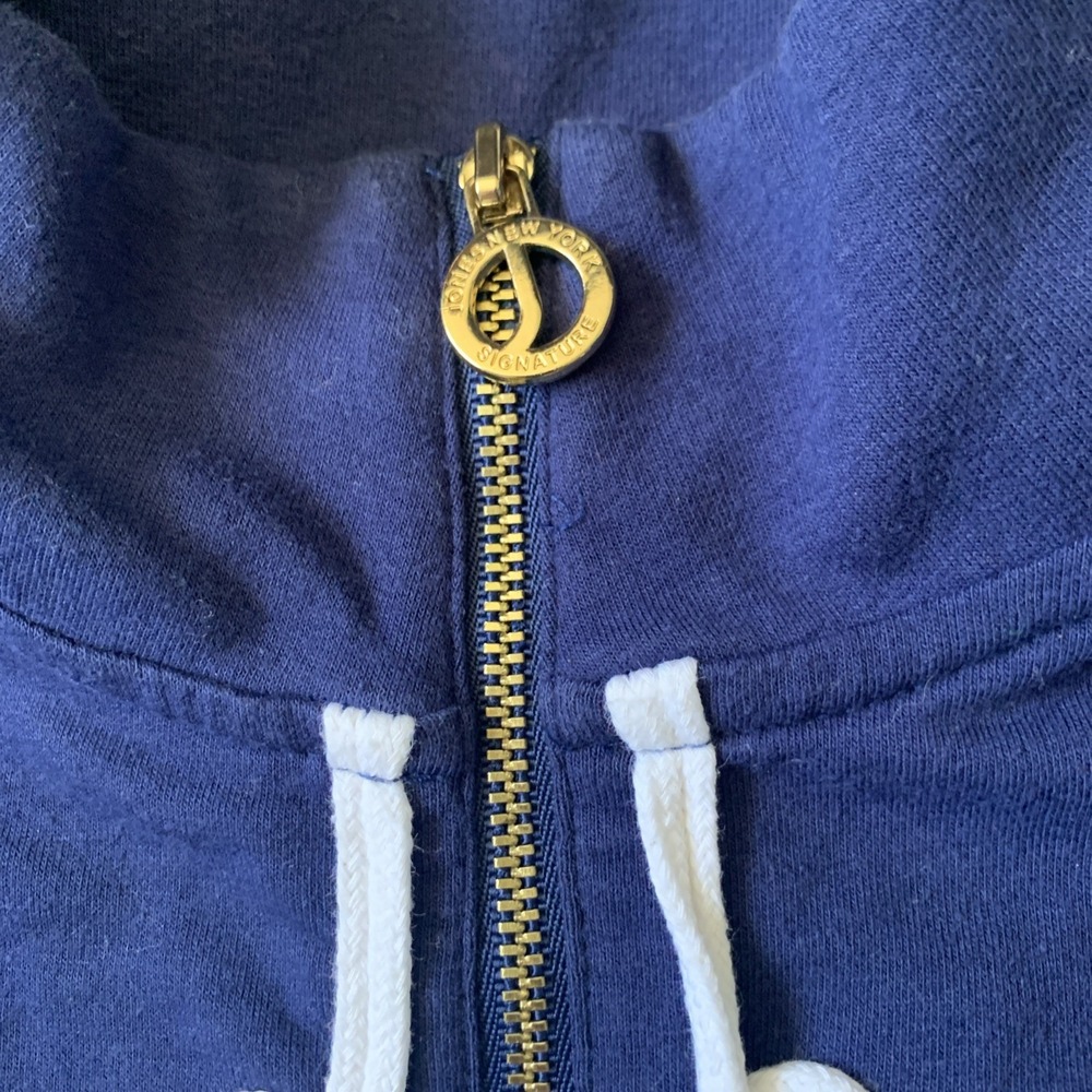 Jones New York Signature Womens M Indigo Quarter-Zip Pullover Sweater JPMH8KT542 - Picture 4 of 11